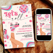 Rolschaatsen Verjaardag uitnodiging Groovy Rainbow