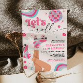 Rolschaatsen Verjaardag uitnodiging Groovy Rainbow