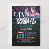 Rolschaatsen verjaardag uitnodiging - Meisje (Voorkant)