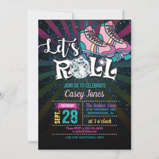 Rolschaatsen verjaardag uitnodiging - Meisje (Voorkant)