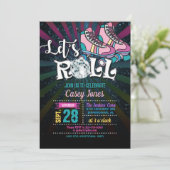 Rolschaatsen verjaardag uitnodiging - Meisje (Staand voorkant)