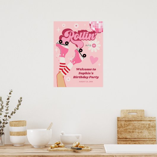 Rolschaatsen Verjaardagsfeest Poster teken (Keuken)