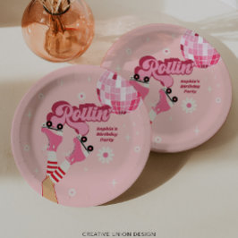 Rolschaatsen Verjaardagsfeest Ronde papieren Borde Bordje