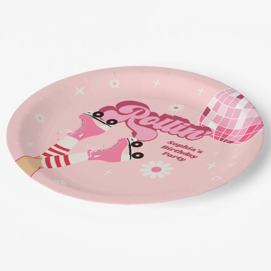 Rolschaatsen Verjaardagsfeest Ronde papieren Borde Papieren Bordje (Gekanteld)