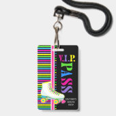 Rolschaatsen Verjaardagsfeest VIP Pass Glow Party Badge (Voorzijde met lanyard)