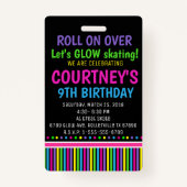 Rolschaatsen Verjaardagsfeest VIP Pass Glow Party Badge (Achterkant)