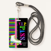 Rolschaatsen Verjaardagsfeest VIP Pass Glow Party Badge (Voorkant met draagriem)