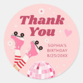 Rolschaatsen Verjaardagsfeestje Favor Sticker (Voorkant)