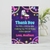 Rolschaatsen Verjaardagsfeestje Flat Dank u Kaarte Bedankkaart (Staand voorkant)