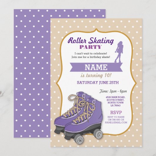Rolschaatsen verjaardagsfeestje Roller Schaats Uit Kaart (Voorkant / Achterkant)