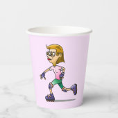 Rolschaatsen Verjaardagsfeestje Roze Papieren Bekers (Achterkant)