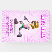 Rolschaatsen Verjaardagsfeestje Roze Spandoek (Horizontaal)