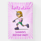 Rolschaatsen Verjaardagsfeestje Roze Spandoek (Verticaal)