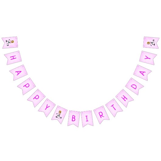 Rolschaatsen Verjaardagsfeestje Roze Vlaggetjes (Alle)