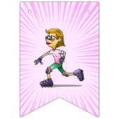 Rolschaatsen Verjaardagsfeestje Roze Vlaggetjes (Eerste vlag)