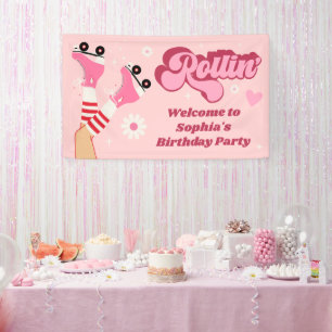 Rolschaatsen Verjaardagsfeestje Vinyl Banner