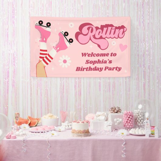 Rolschaatsen Verjaardagsfeestje Vinyl Banner (Feest)