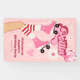 Rolschaatsen Verjaardagsfeestje Vinyl Banner