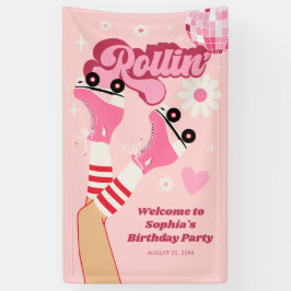 Rolschaatsen Verjaardagsfeestje Vinyl Banner