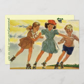 rolschaatsen, verjaardagsfeestje voor kinderen kaart (Voorkant / Achterkant)