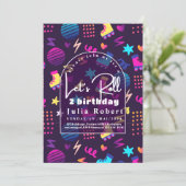 Rolschaatsen Verjaardagspatroon, gloed schaatsen p Kaart (Staand voorkant)