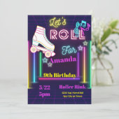 Rolschaatsen Verjaardagsuitnodiging, Schaats Party Kaart (Staand voorkant)