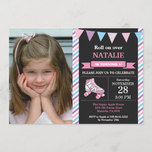 Rolschaatsen verjaardagsuitnodiging verjaardagsfee kaart