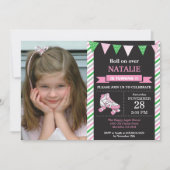 Rolschaatsen verjaardagsuitnodiging verjaardagsfee kaart (Voorkant)