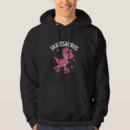 Rolschaatser Dinosaurus Schaats T-Rex Funny Roller Hoodie (Voorkant)