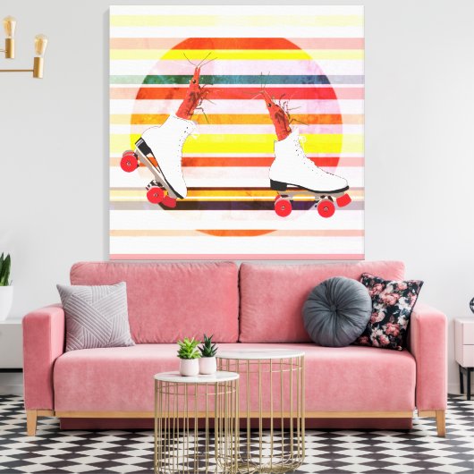Rolschaatsers Garnalen & Strepen Wandkunst Canvas Afdruk (Insitu (Woonkamer))