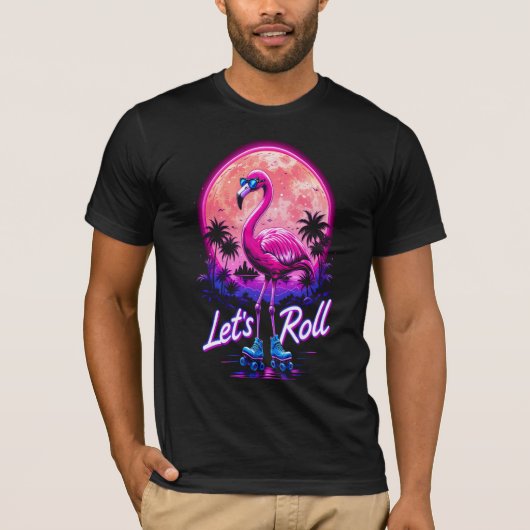 Rolschaatsflamingo T-shirt (Voorkant)