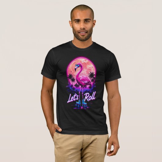 Rolschaatsflamingo T-shirt (Voorkant volledig)