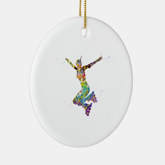 Rolschaatsmeisje Keramisch Ornament (Rechts)