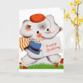  Rolschaatsolifant Verjaardag Kaart (Gele Bloem)