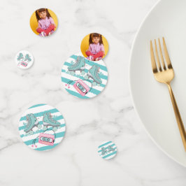 Rolschaatspastel foto gepersonaliseerde verjaardag confetti