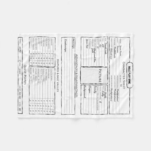 Rolspelspellenvel Fleece Deken (Voorkant (Horizontaal))