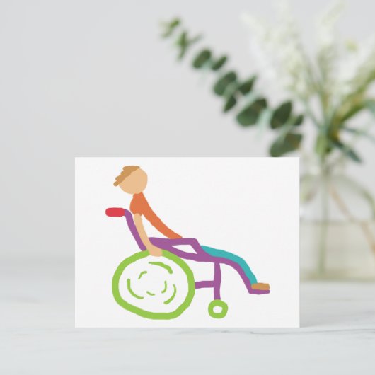 rolstoel briefkaart (Staand voorkant)