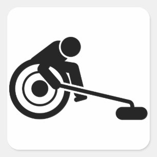 Rolstoel Curling Vierkante Sticker