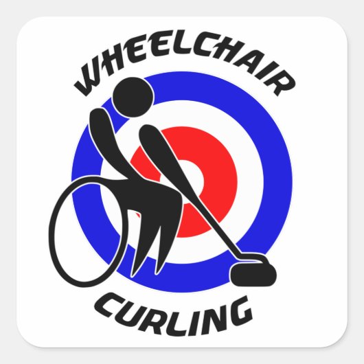 Rolstoel Curling Winter Sport Fans 2019 Vierkante Sticker (Voorkant)
