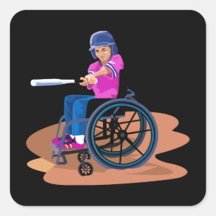 Rolstoel Meisje Ball.png Vierkante Sticker