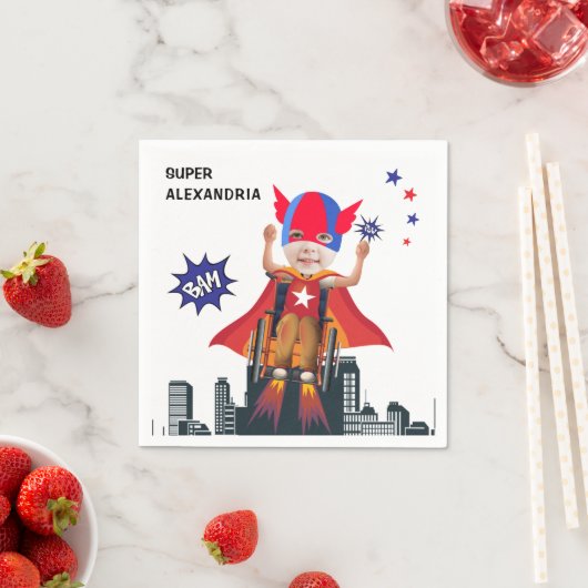 Rolstoel superheld Flying Hero Girl Birthday Servet (Insitu)