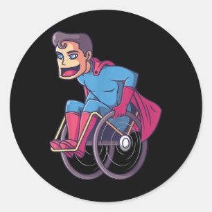 Rolstoel superheld I geamputeerde handicap Ronde Sticker