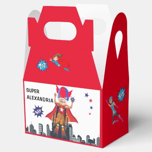 Rolstoel superheld meisje Flying Hero Birthday Bedankdoosjes (Geopend)