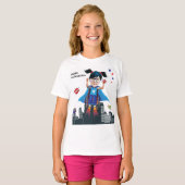 Rolstoel Superheld Meisje 💥 Flying Hero Verjaarda T-shirt (Voorkant volledig)