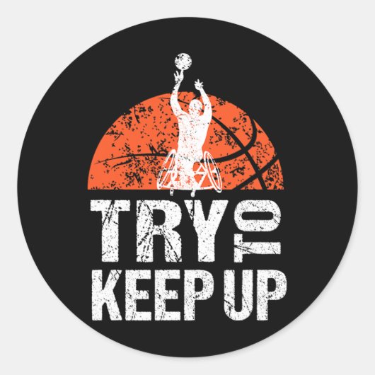 Rolstoelatleet T basketbalspeler proberen te houde Ronde Sticker (Voorkant)