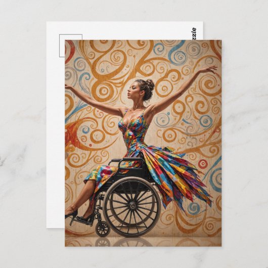 Rolstoeldansende dame briefkaart (Voorkant / Achterkant)