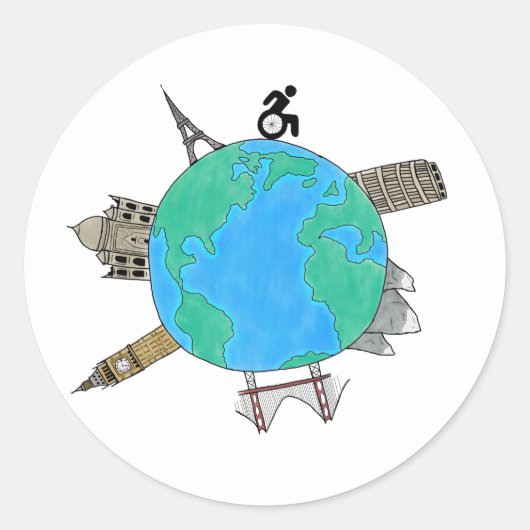 "Rolstoelen gaan plaatsen" Gekleurde Sticker (Voorkant)