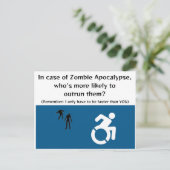 Rolstoelgebruiker ontsnapt in Zombie Apocalypse Briefkaart (Staand voorkant)