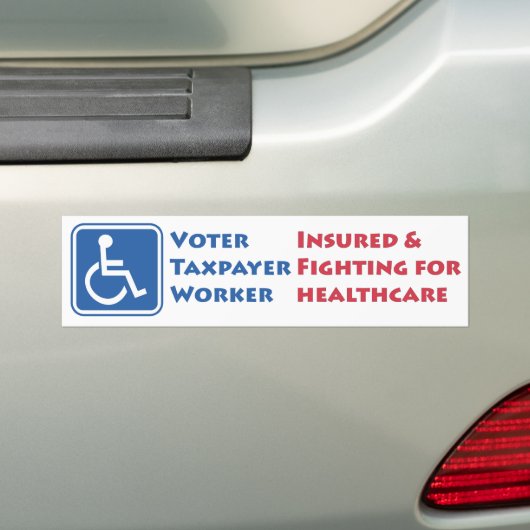 Rolstoelgebruiker: Verzekerde & brandende gezondhe Bumpersticker (Op auto)