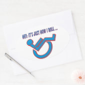 Rolstoelhouding! Ovale Sticker (Envelop)